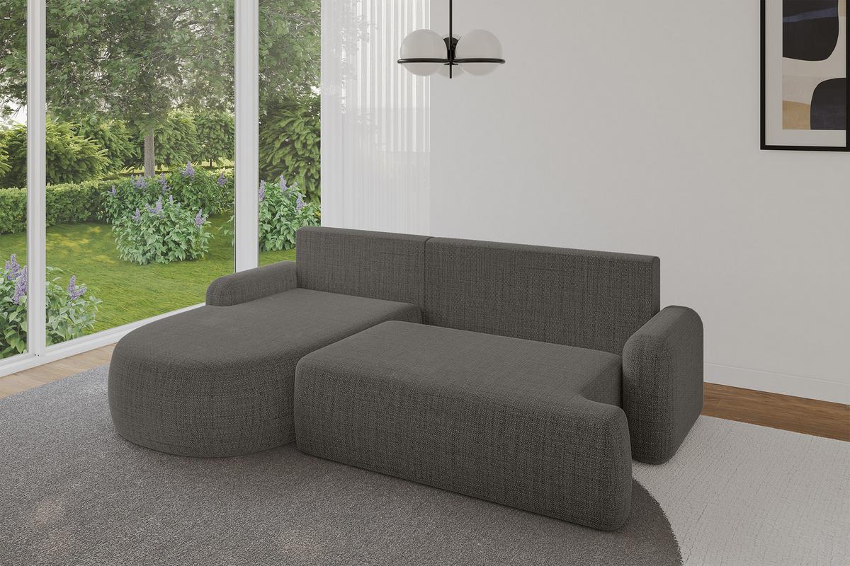 ECKSOFA mit Schlaffunktion und Bettkasten LIRA-L - 264x172x89 Grau - Grau, Holzwerkstoff/Textil (264/172cm) - ALTDECOR