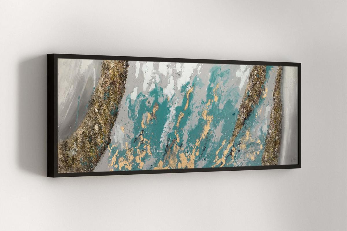ÖLGEMÄLDE 150/50 cm - Blau/Weiß, Holz/Textil (150/50cm) - KUNSTLOFT