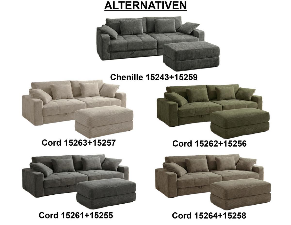 POLSTERHOCKER Federkern B124/T60/H40 cm Cord-Bezug Beige Grau / 15257 - Greige/Schwarz, Kunststoff/Textil (124/40/60cm) - luma-home
