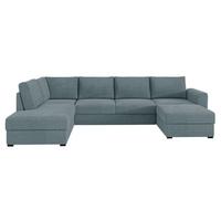 WOHNLANDSCHAFT Wilma Premium, Seite: Links - Blaugrau/Schwarz, Holz/Textil (305/85/188cm) - MIRJAN24