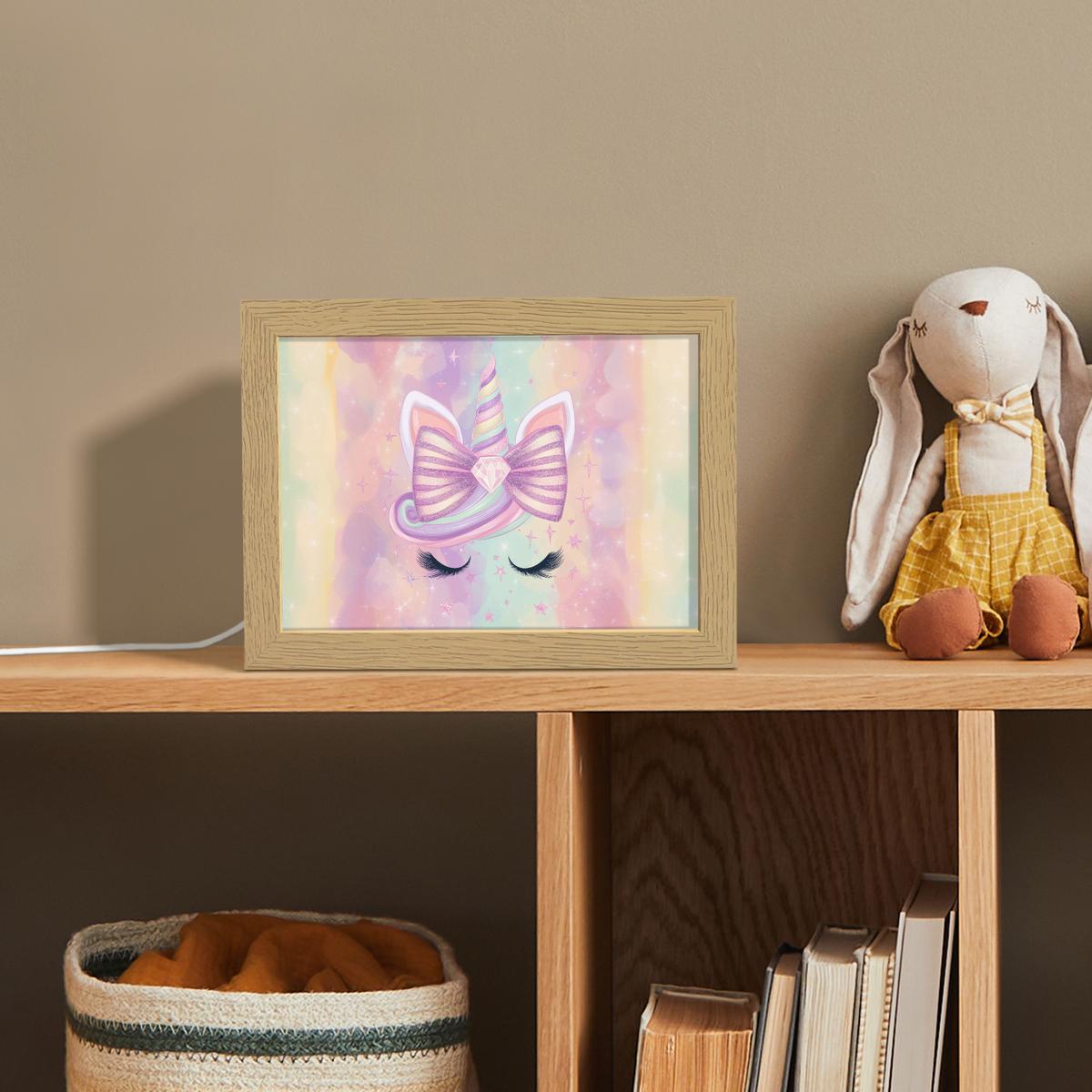 NACHTTISCHLAMPE Einhorn - Glitzer - Regenbogen - Pastell 20x15 cm - Hellrosa, Holzwerkstoff (8/20/15cm) - OnlyWow