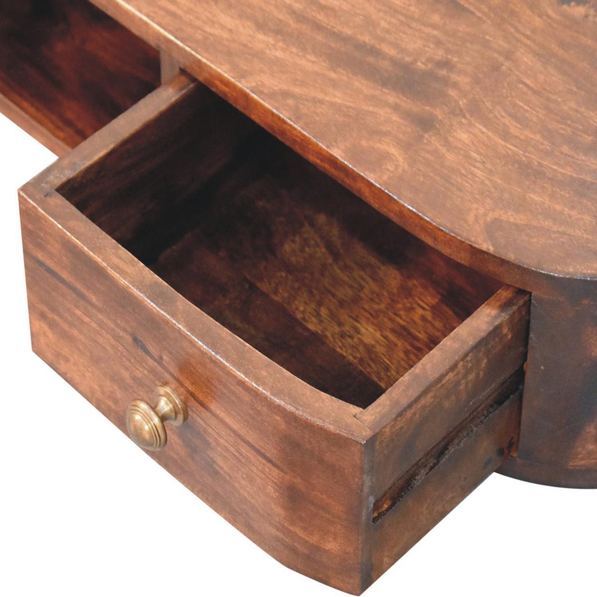 KONSOLENTISCH Kastanien-Finish, 2 Schubladen, 1 offenes Regal, Dunkelbraun - Dunkelbraun, Holz (110/30/15cm) - Artisan Furniture