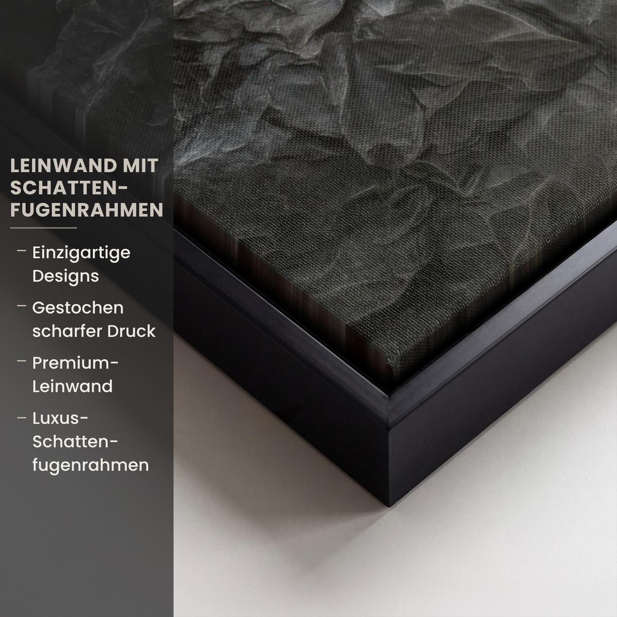 LEINWAND Bilder mit Rahmen - Blätter - Gold - Baum - Fels - 50x70 - Schwarz, Textil (50/70cm) - MuchoWow
