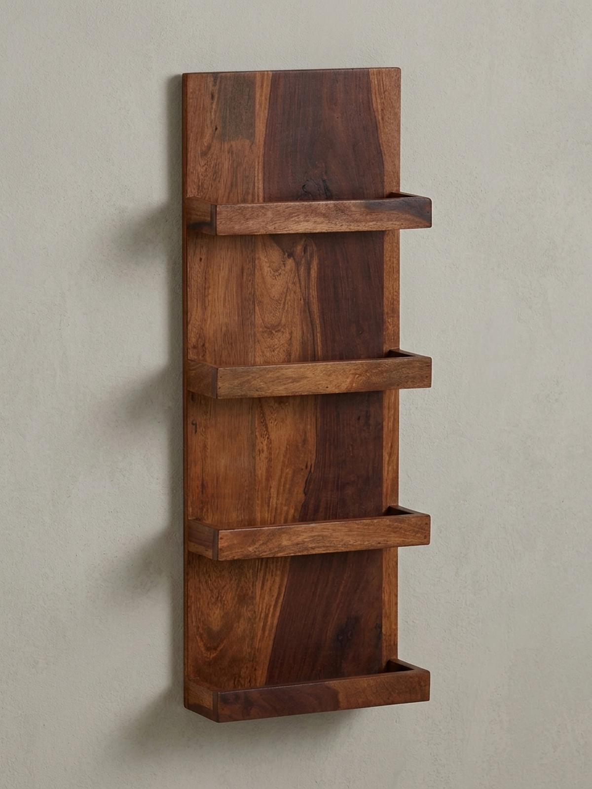 WANDREGAL Massivholz Nachhaltig Handgefertigt - Braun, Holz (30/80/10cm) - KADIMA DESIGN