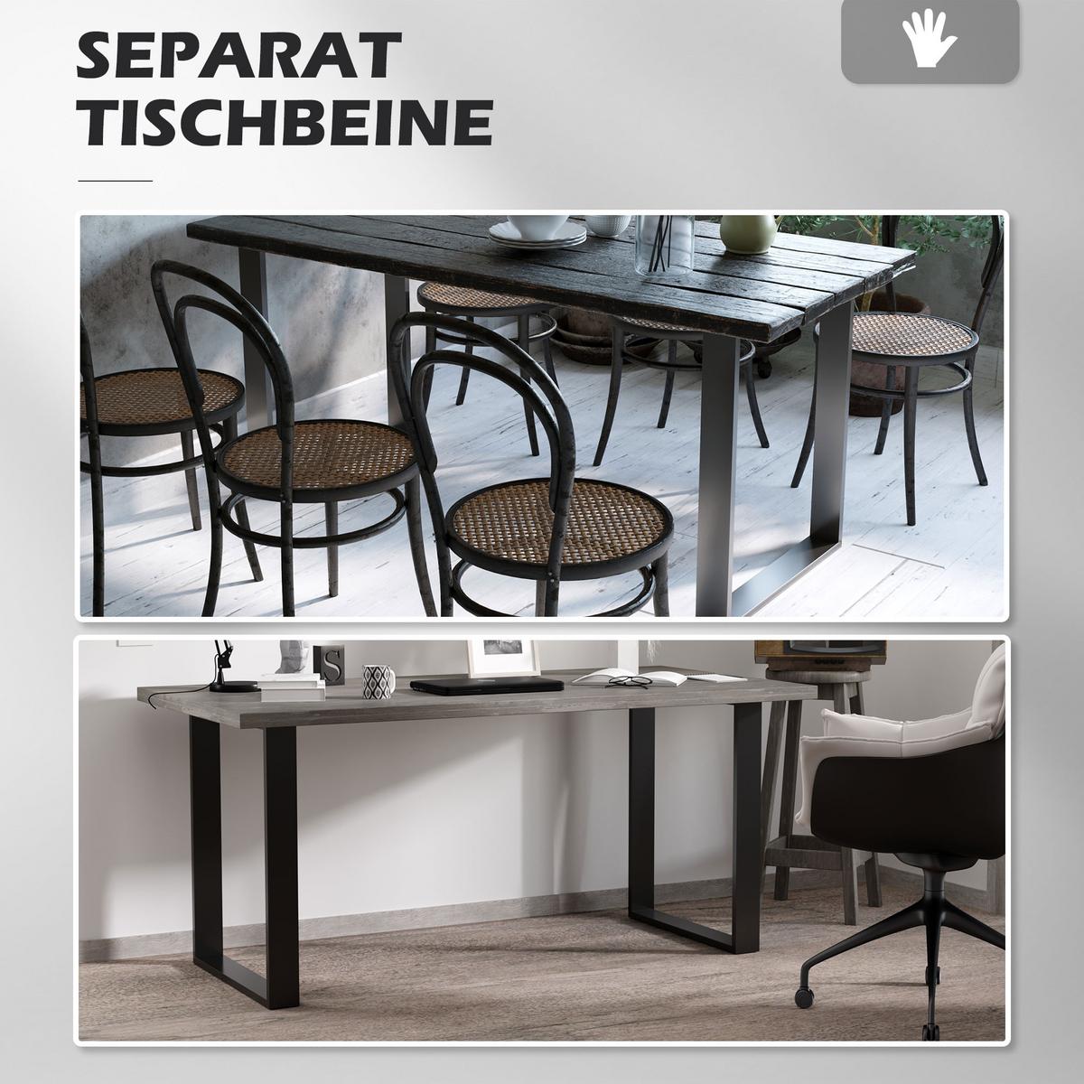 TISCHBEINE, 2er-Set Tischkufen, Möbelfüße aus Vierkantprofilen, 60 x 72 cm Stahl - Schwarz, Metall (8/72/60cm) - HOMCOM