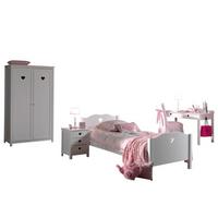 KINDERZIMMER Kamila 5 weiß aus MDF mit Bett, Schrank und Nachtkonsole - Weiß, Holzwerkstoff (340/1/140cm) - 58aufmkessel
