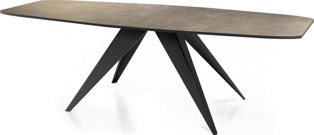 ESSTISCH Foster rechteckig ausziehbar, Dunkelgrauer Chicago Beton 160-198/80/76 cm - Dunkelgrau/Schwarz, Holzwerkstoff/Metall (80/200/76cm) - WFL GROUP