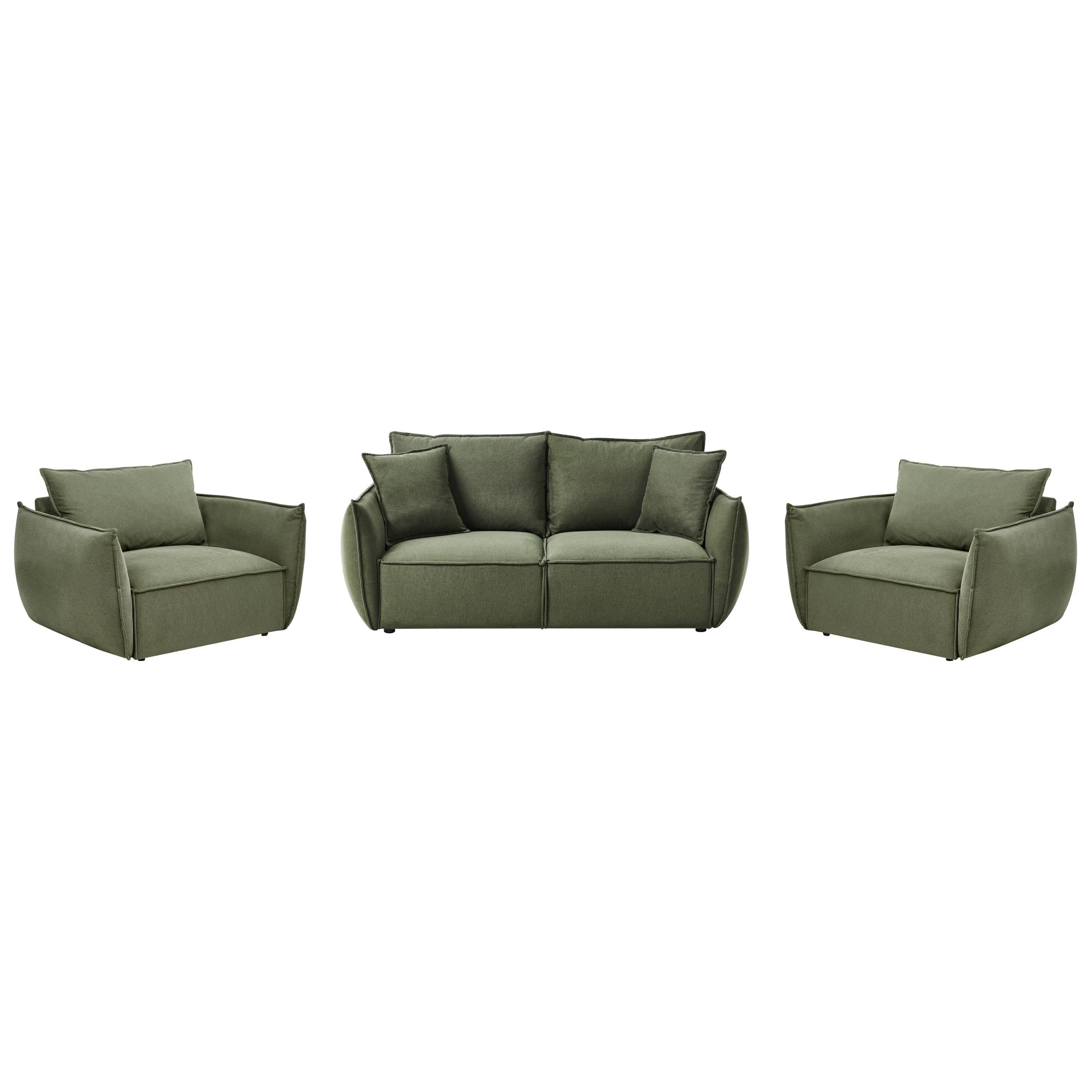 SOFA-SET 5-Sitzer Stoff Grün Kunes - Grün, Textil (190/82/92cm) - Beliani