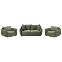 SOFA-SET 5-Sitzer Stoff Grün Kunes - Grün, Textil (190/82/92cm) - Beliani