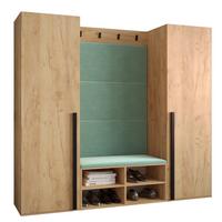 GARDEROBEN-SET 184/184/42 - Eichefarben/Schwarz, Holz/Kunststoff (184/184/42cm) - MÖBEL KRYSPOL