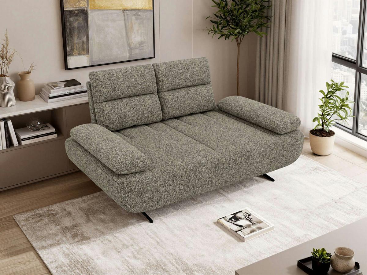 2-SITZER SOFA SORAE - Grau Stukture - Schwarz/Grau, Textil/Metall (182/94/107cm) - MKS