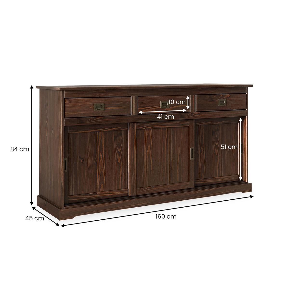 ANRICHTE SAVONA nussbaum - Nussbaumfarben, Holz (160/84/45cm) - IDIMEX