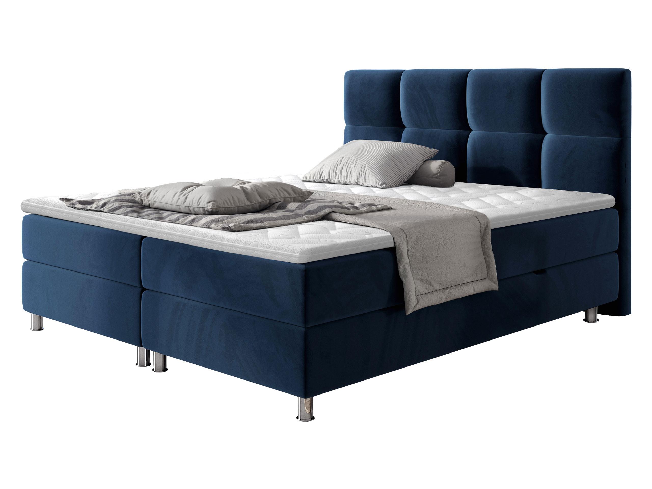 BOXBETT Dave - H3 - Chromfarben/Dunkelblau, Holz/Textil (160/200cm) - MIRJAN24