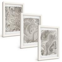 BILDER SET 3er Set - 20x30 cm Weißer Rahmen - Moderne Formen Malerei - Weiß, Kunststoff (20/30cm) - TULUP