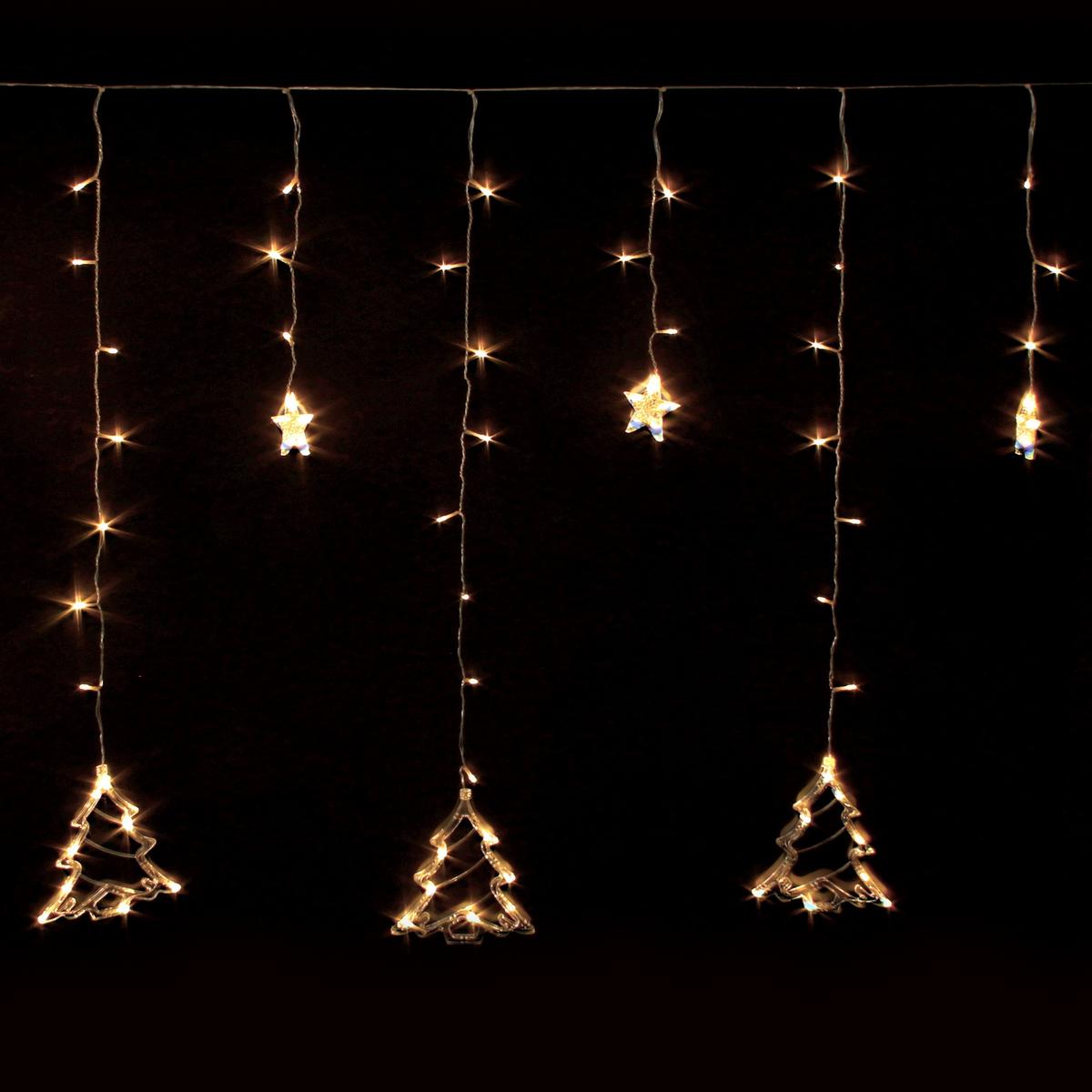 LICHTERKETTE Vorhang 220 cm mit 138 LED Warmweiß - Transparent, Kunststoff (220cm) - ECD-Germany