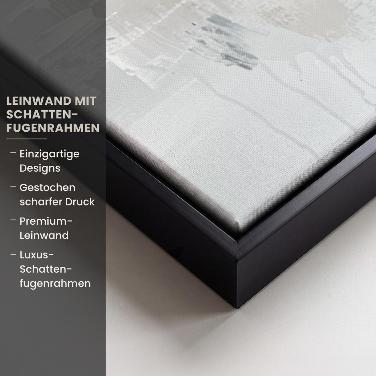 LEINWAND Bilder mit Rahmen - Kunst - Grau - Gold - Abstrakt - 40x60 - Dunkelgrau, Textil (40/60cm) - MuchoWow