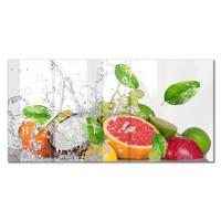 WANDUHR aus Glas 60x30 cm - Früchte auf Wasser - Grün, Glas (60/30/0.4cm) - TULUP