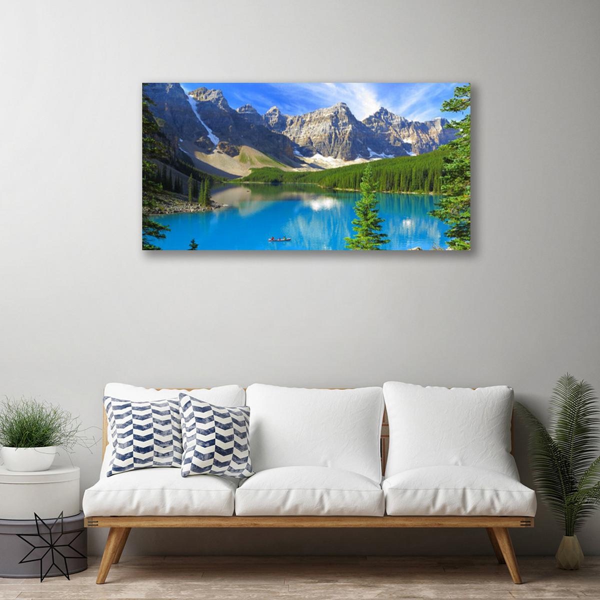 LEINWANDBILD 100x50 cm Berglandschaft - Blau, Textil (100/4cm) - TULUP