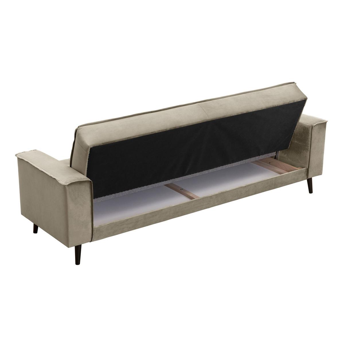 SOFA 3-Sitzer mit Bettfunktion Kaycee Samtvelours sahara - Sahara, Kunststoff (78/84/240cm) - 58aufmkessel