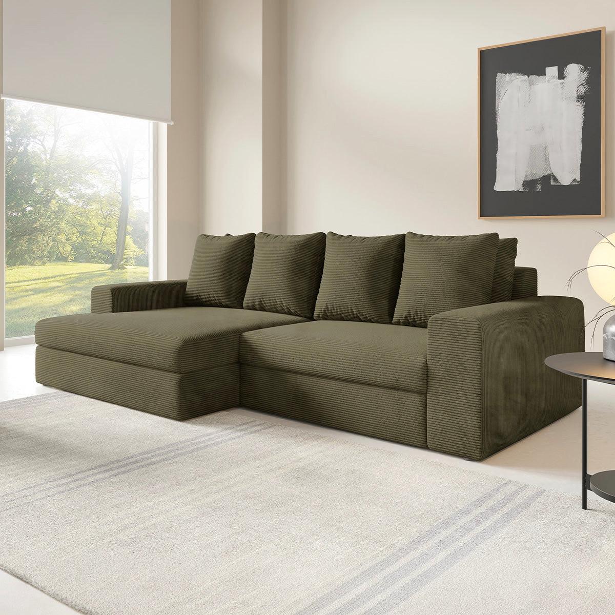 ECKSOFA Paola 3 Sitzplätze Grün - Grün, Holz (272/167cm) - Petits-meubles