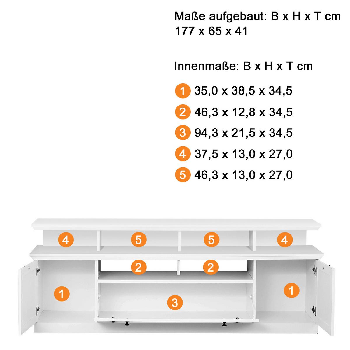 WOHNWAND weiß Set 3-teilig 273 cm, Wohnzimmer Schränke im landhaus-Stil - Silberfarben/Weiß, Glas/Holzwerkstoff (273/180/41cm) - Top.Furn
