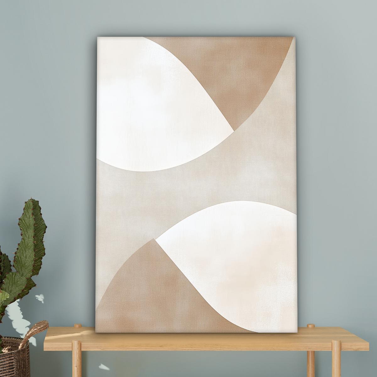 LEINWANDBILD Braun - Japandi - Abstrakt Wanddeko 40x60 cm - Sandfarben, Textil (40/60cm) - MuchoWow