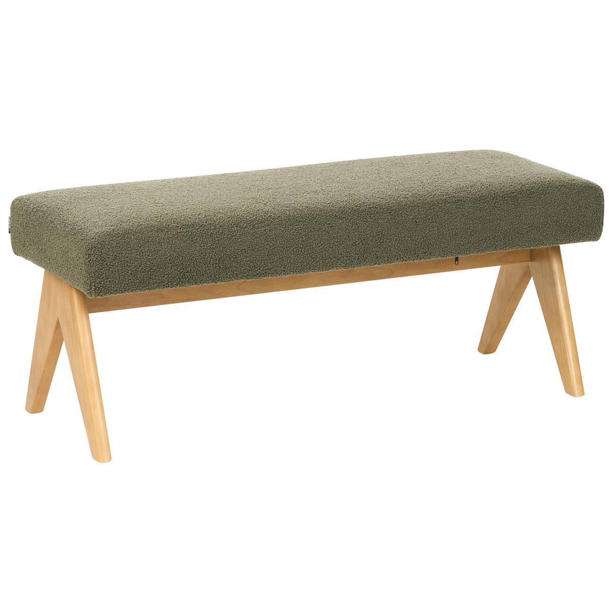 POLSTERBANK Grün/Hellbraun Tamre - Olivgrün/Braun, Holz/Textil (118/48/46cm) - Beliani