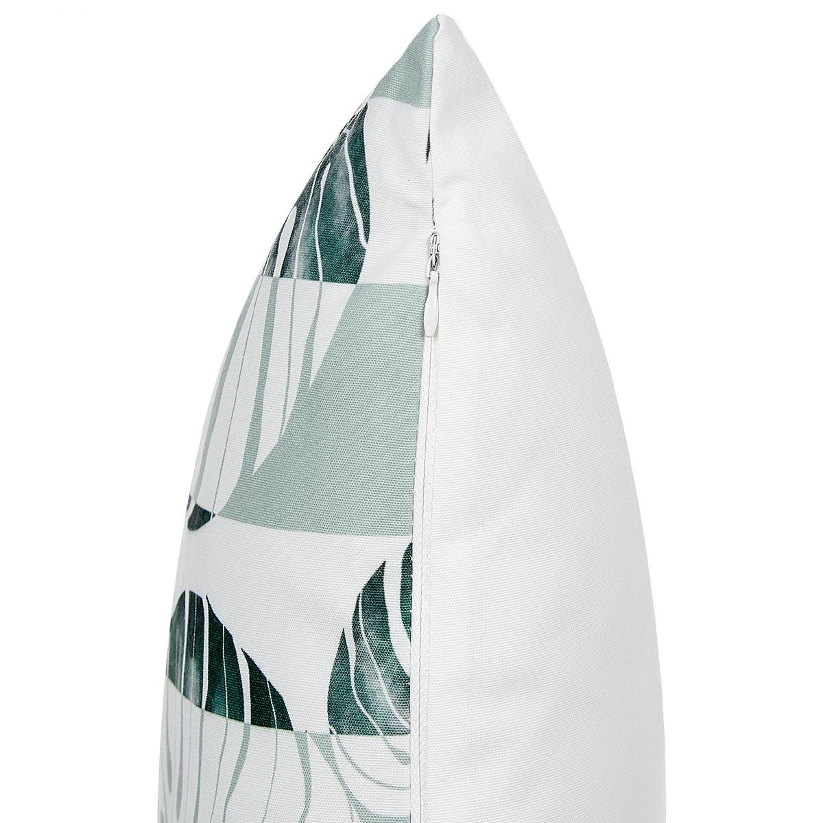 OUTDOOR-KISSEN 2er-Set Blattmuster grün 45/45 cm Termini - Hellgrau, Textil (45/45cm) - Beliani