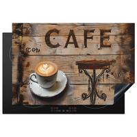 HERDABDECKPLATTE Cafe - Holz - Kaffee - Regale Ceranfeldabdeckung 78x52 cm - Schwarz, Kunststoff (78/52/0.2cm) - MuchoWow