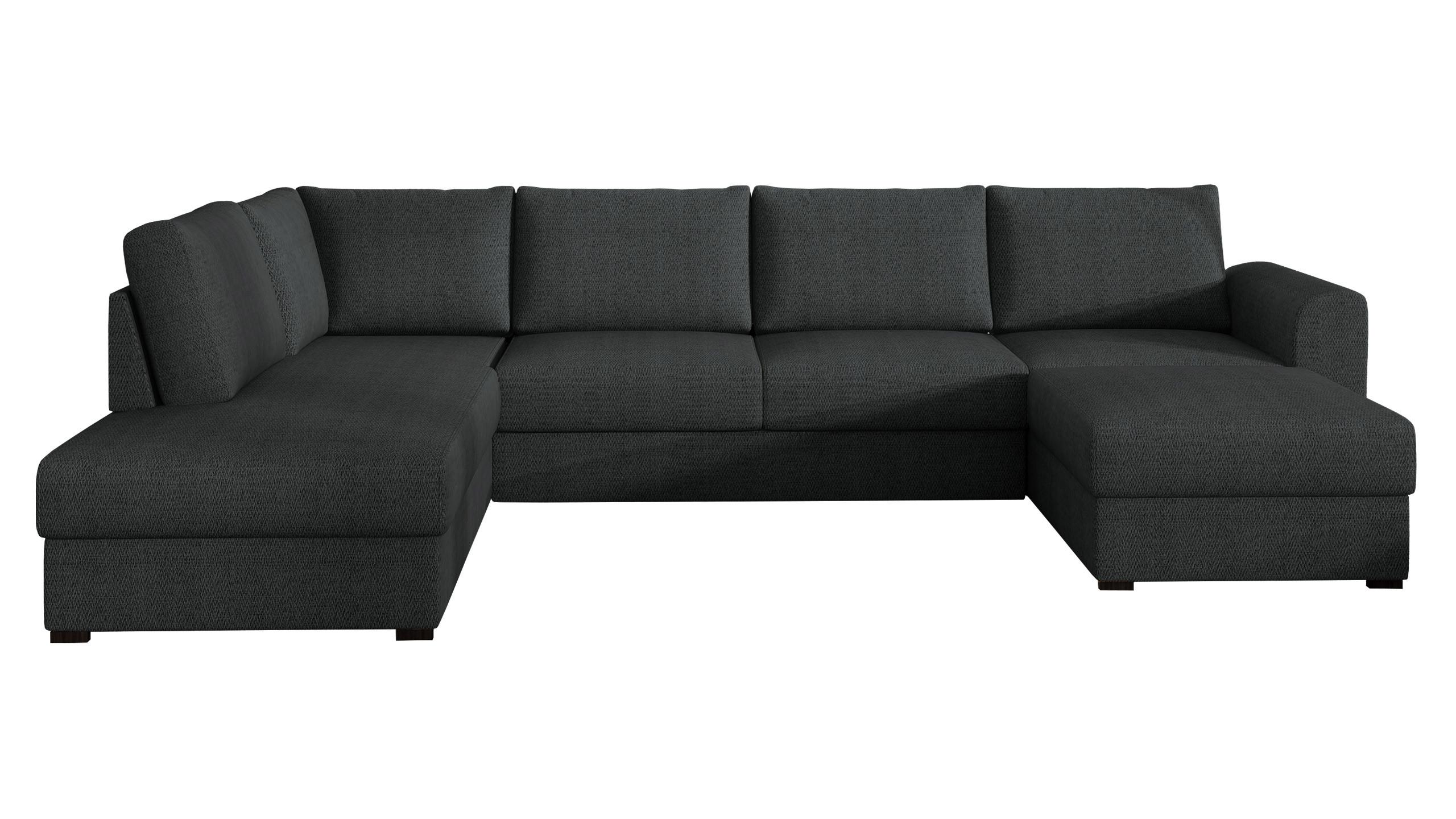 WOHNLANDSCHAFT Wilma, Seite: Links - Dunkelgrau/Schwarz, Holz/Textil (305/85/188cm) - MIRJAN24