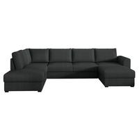 WOHNLANDSCHAFT Wilma, Seite: Links - Dunkelgrau/Schwarz, Holz/Textil (305/85/188cm) - MIRJAN24