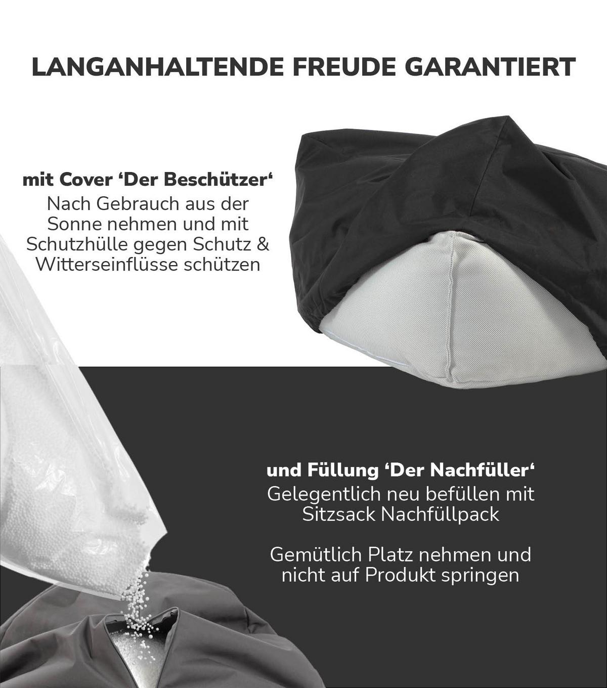 OUTDOOR POUF mit Hülle Der Ruhestifter - Hellgrau, Textil (60/35/50cm) - Mokebo
