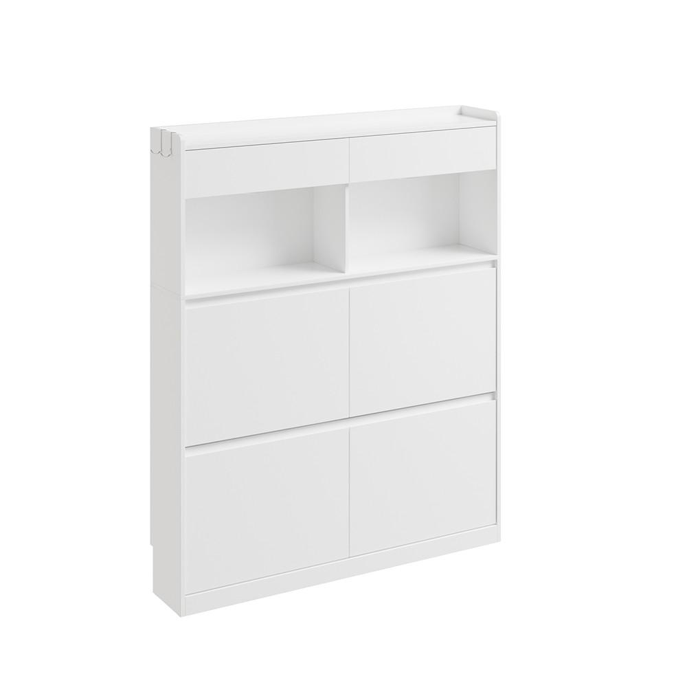 SCHUHSCHRANK mit Aufbewahrungsfächern FSR224-E-W - Ahornfarben, Holzwerkstoff/Fell (98/120/19cm) - SoBuy