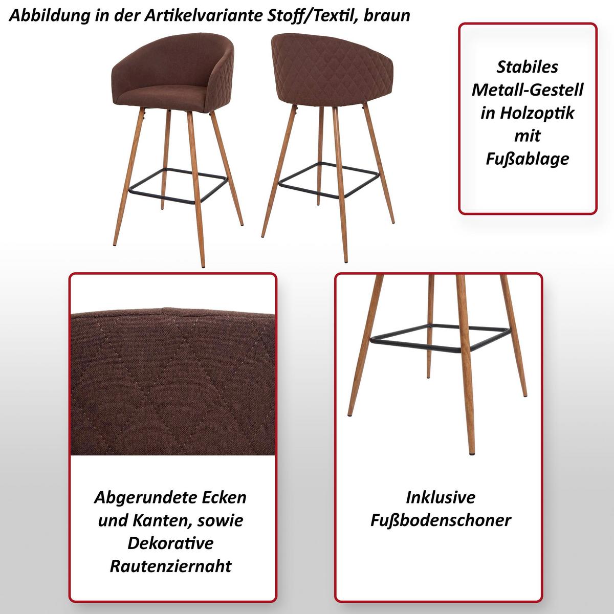 BARHOCKER Anthrazit 2er-Set - Anthrazit, Textil (53/100/50cm) - MCW