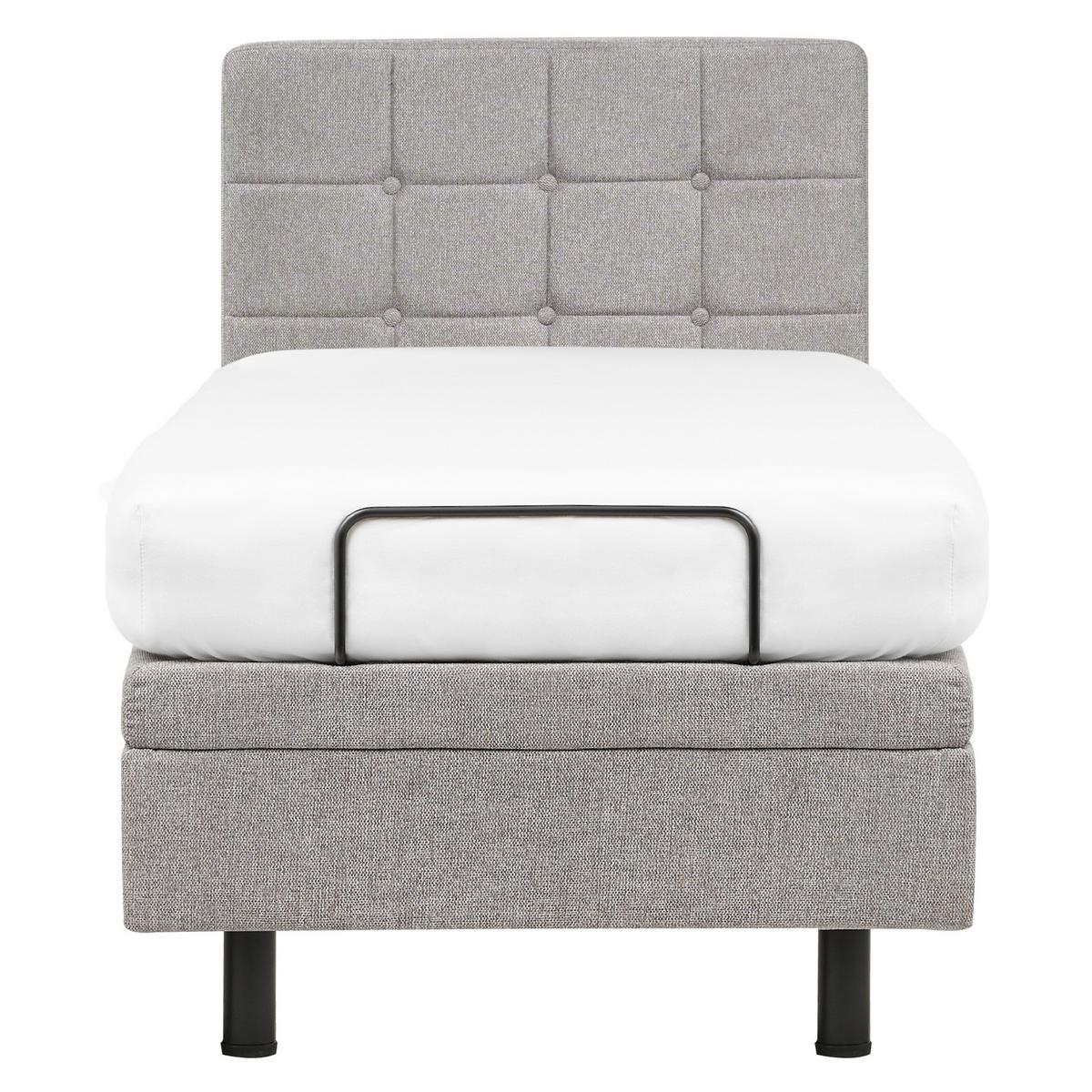 POLSTERBETT verstellbar 80x200 cm Grau Duke - Hellgrau, Textil (80/200cm) - Beliani