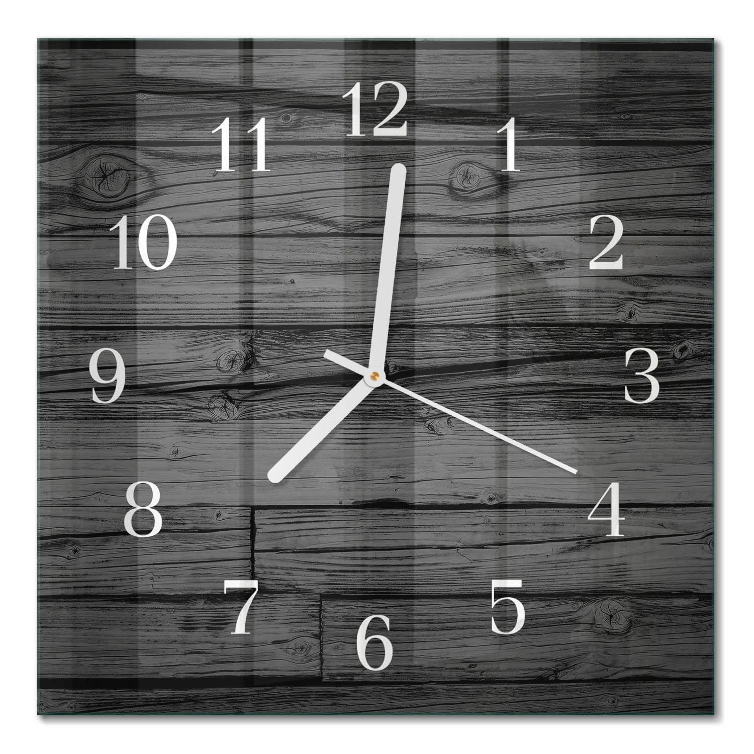 WANDUHR aus Glas 30x30 cm - Holz - Schwarz, Glas (30/30/0.4cm) - TULUP