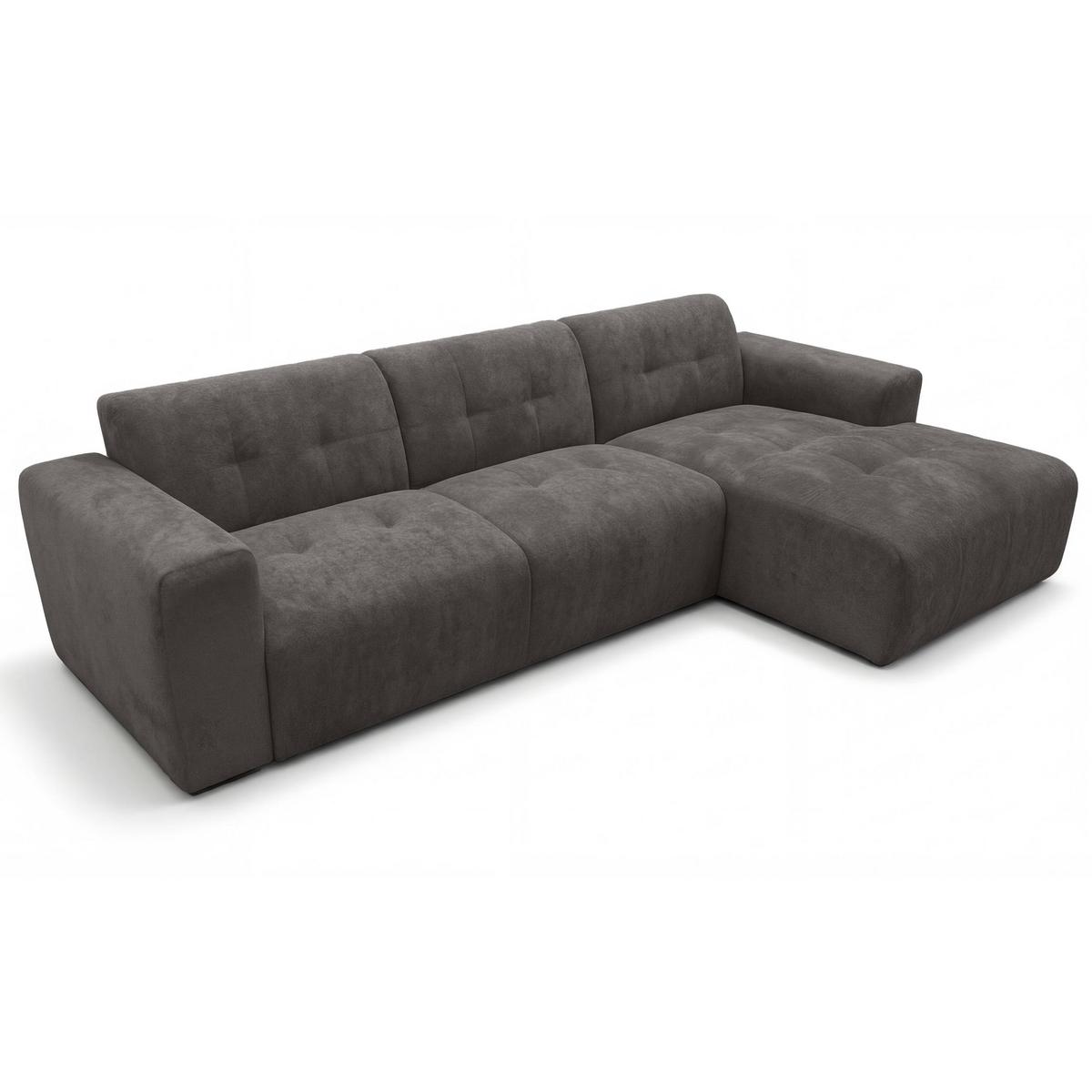 ECKSOFA L Form Corlu Dunkelgrau 310/165/78 cm – stilvolle kleine Eckcouch Rechts - Dunkelgrau/Schwarz, Kunststoff/Textil (165/310cm) - AX Living