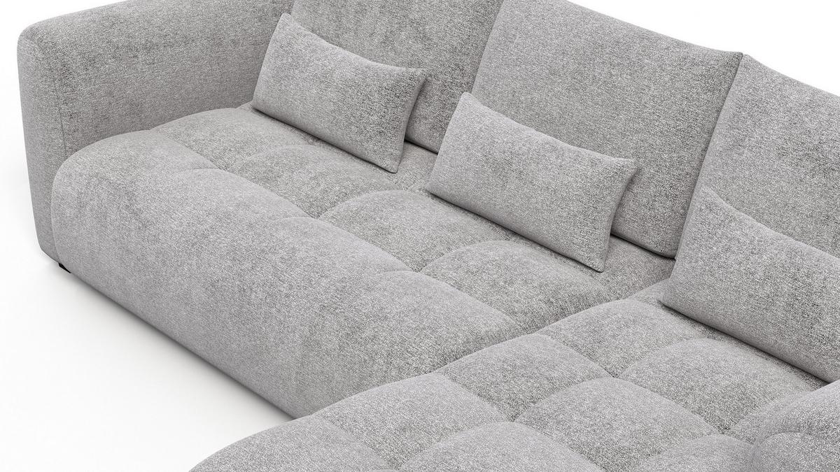 ECKSOFA SORENO 4-Sitzer, platingrau - Schwarz/Grau, Holz/Textil (293/171cm) - Wozimo