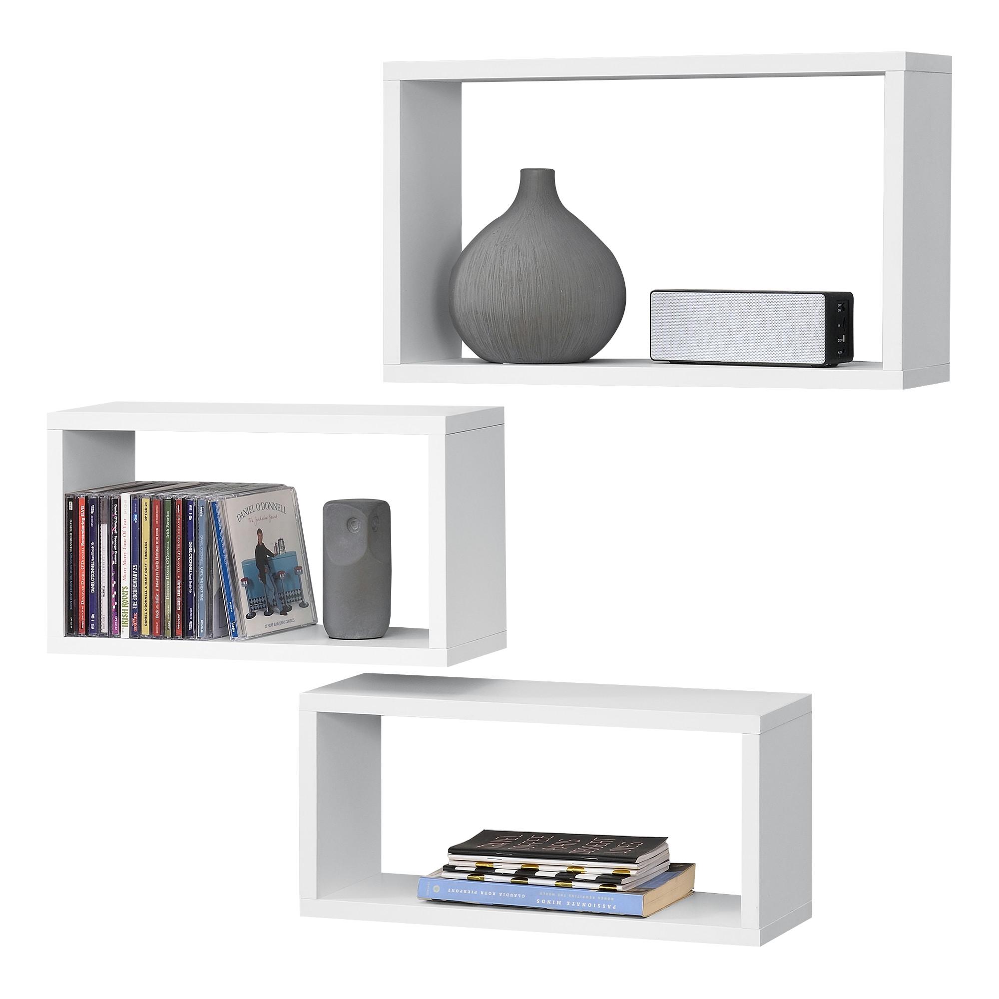 WANDREGAL-SET 3 TLG. Mandal - Weiß, Holzwerkstoff (37/19/14.5cm) - [en.casa]