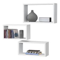 WANDREGAL-SET 3 TLG. Mandal - Weiß, Holzwerkstoff (37/19/14.5cm) - [en.casa]