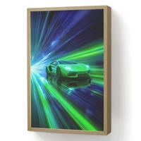 WANDLEUCHTE MIT AKKU Geschwindigkeit - Leicht - Sportwagen - Grün 40x60 cm - Grün, Holzwerkstoff (40/60/8cm) - OnlyWow