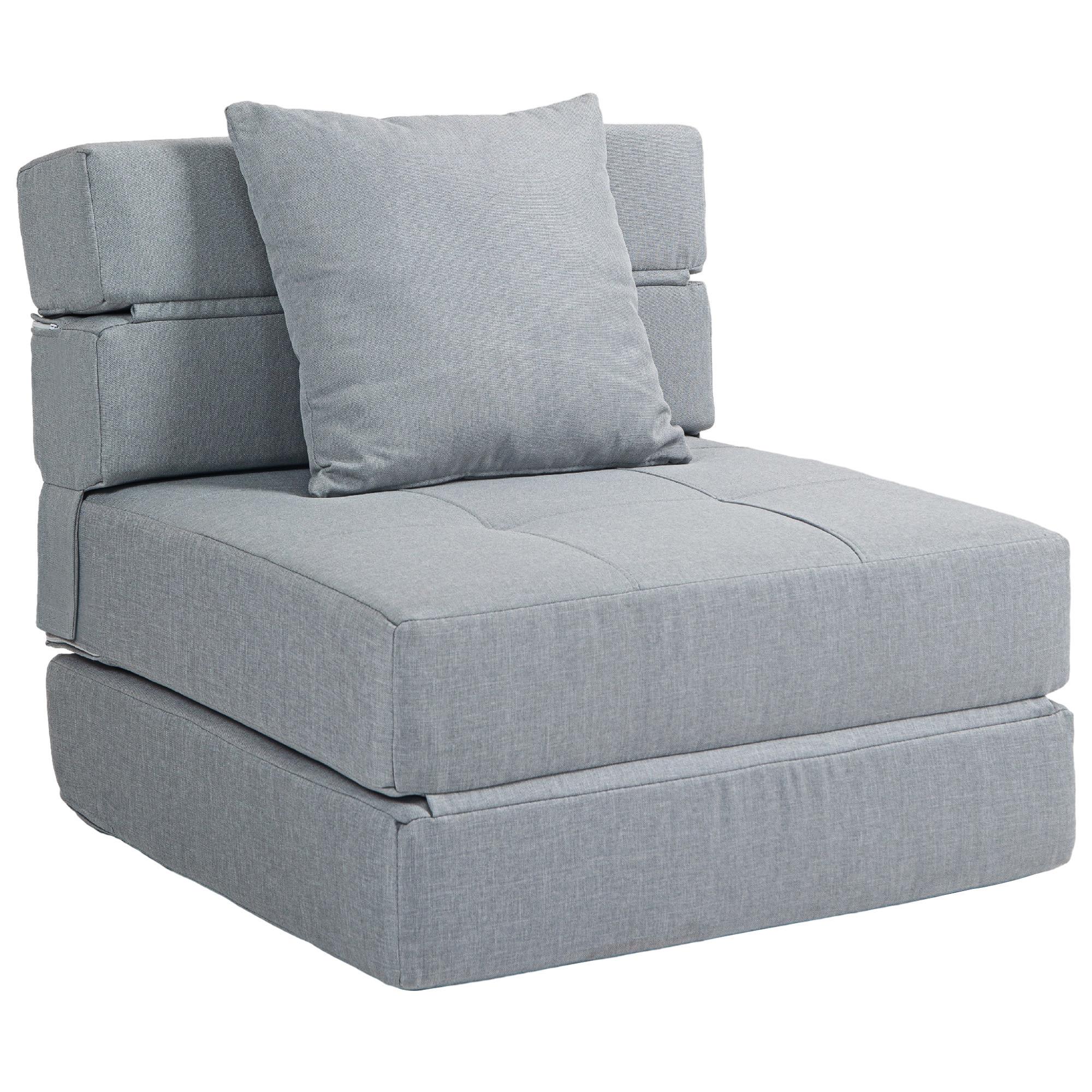 SCHLAFSESSEL Schlafsofa Sofabett Einzelsofa mit Waschbarem Kissen Hellgrau - Hellgrau, Textil (70/61/70cm) - HOMCOM