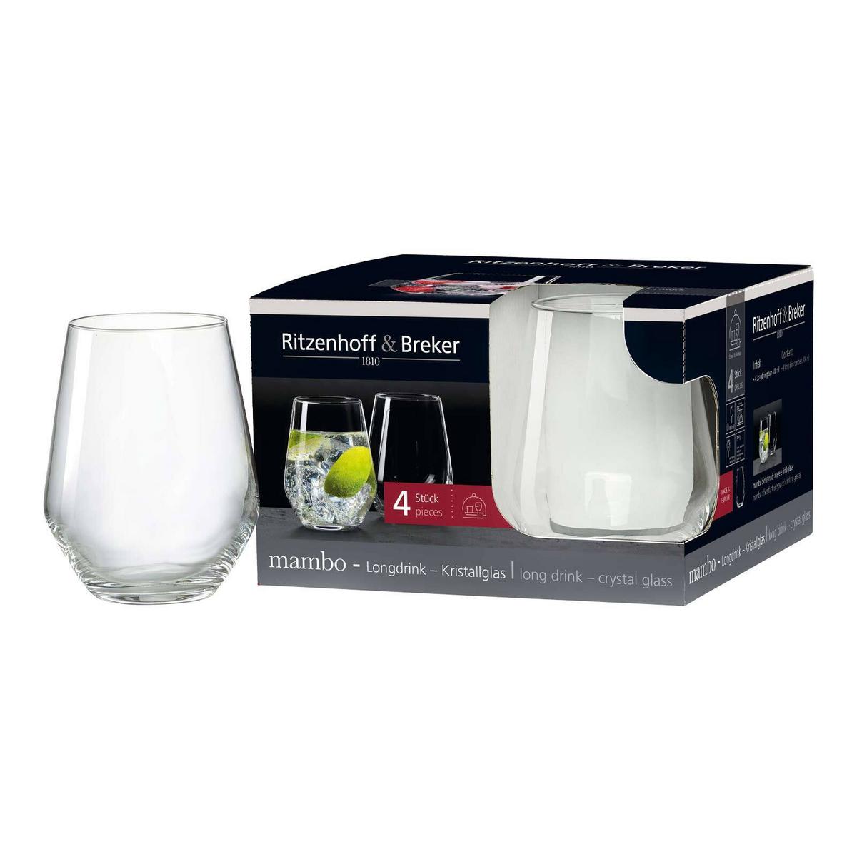 LONGDRINKGLÄSER Mambo transparent 400 ml 4er Set - Transparent, Glas (0.4L) - Ritzenhoff Breker