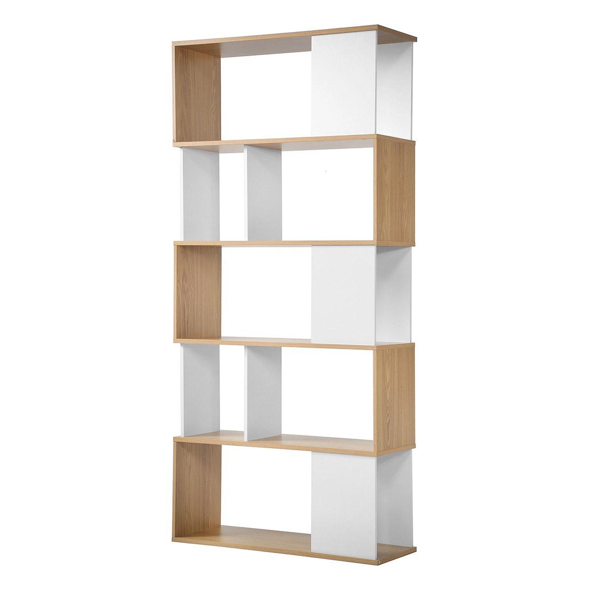 BÜCHERREGAL in Weiß- und Eichendekor - H173,5 cm - Weiß, Holzwerkstoff (29.5/173.5/80cm) - Calicosy