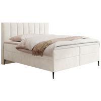 BOXBETT Allen mit Bettkasten, Samt Creme 120x200 cm – inkl. H4 Taschenfederkern Matratze & Foam Topper - Beige/Creme, Holz/Holzwerkstoff (120/200cm) - WFL GROUP