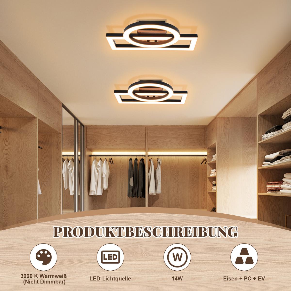 LED DECKENLEUCHTE Ixith 34.5/28/8 cm - Schwarz, Kunststoff/Metall (34.5/28/8cm) - ZMH