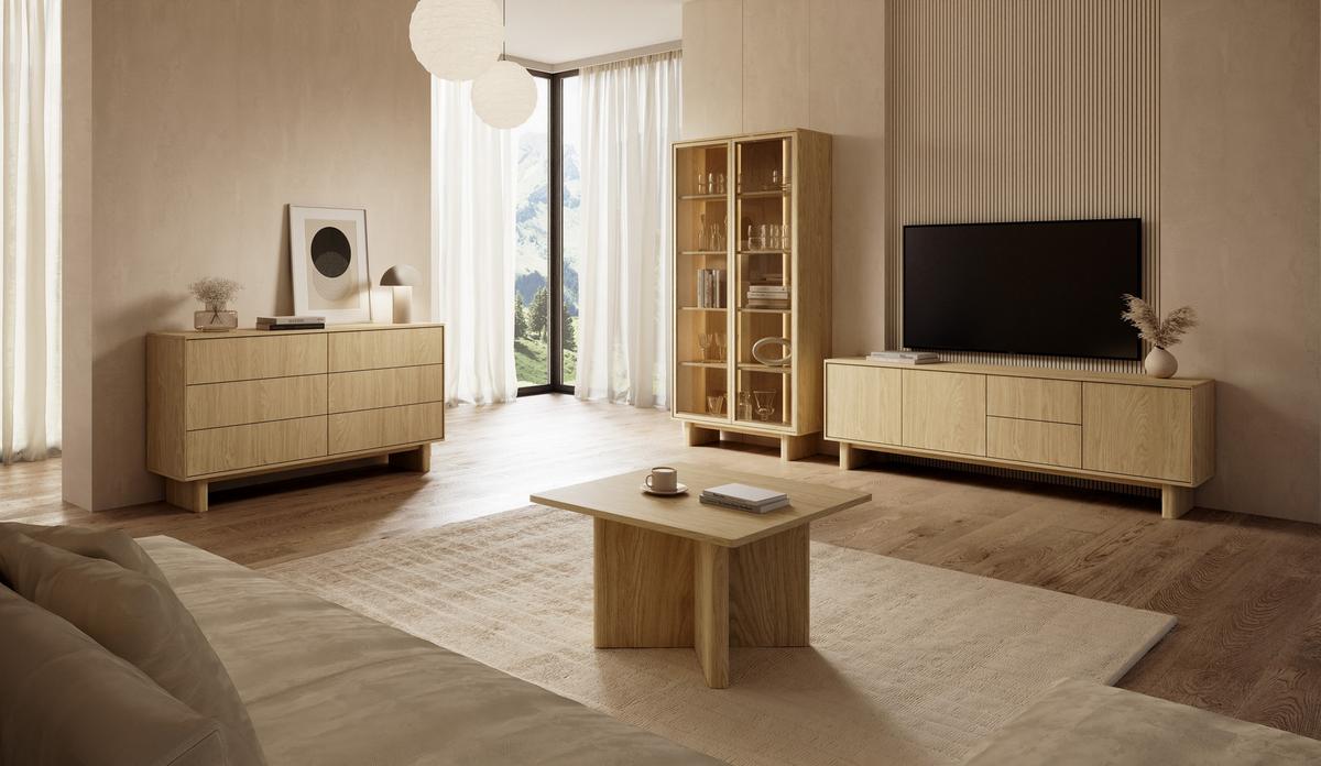 KOMMODE TRAVE 153,5/82,6/38,1cm mit 6 Schubladen Türen Eichefarben - Eichefarben, Holzwerkstoff (153.5/82.6/38.1cm) - MASSENO