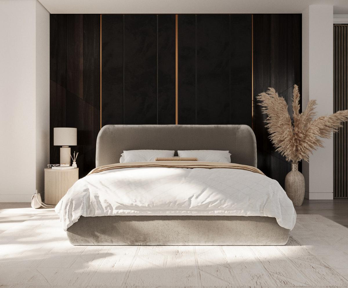 POLSTERBETT Bellano mit Stauraum 140/200 cm Beige im Lotta Stoff - Beige/Schwarz, Holz/Holzwerkstoff (140/200cm) - AltaBeds