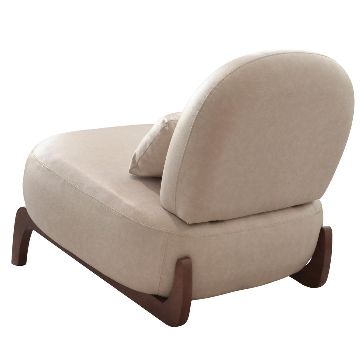 SESSEL Samt Camel Armlos Holzbeine Lounge Lesesessel Wohnzimmer - Hellbraun, Textil (86.9/69.9/72.1cm) - Urban Meuble