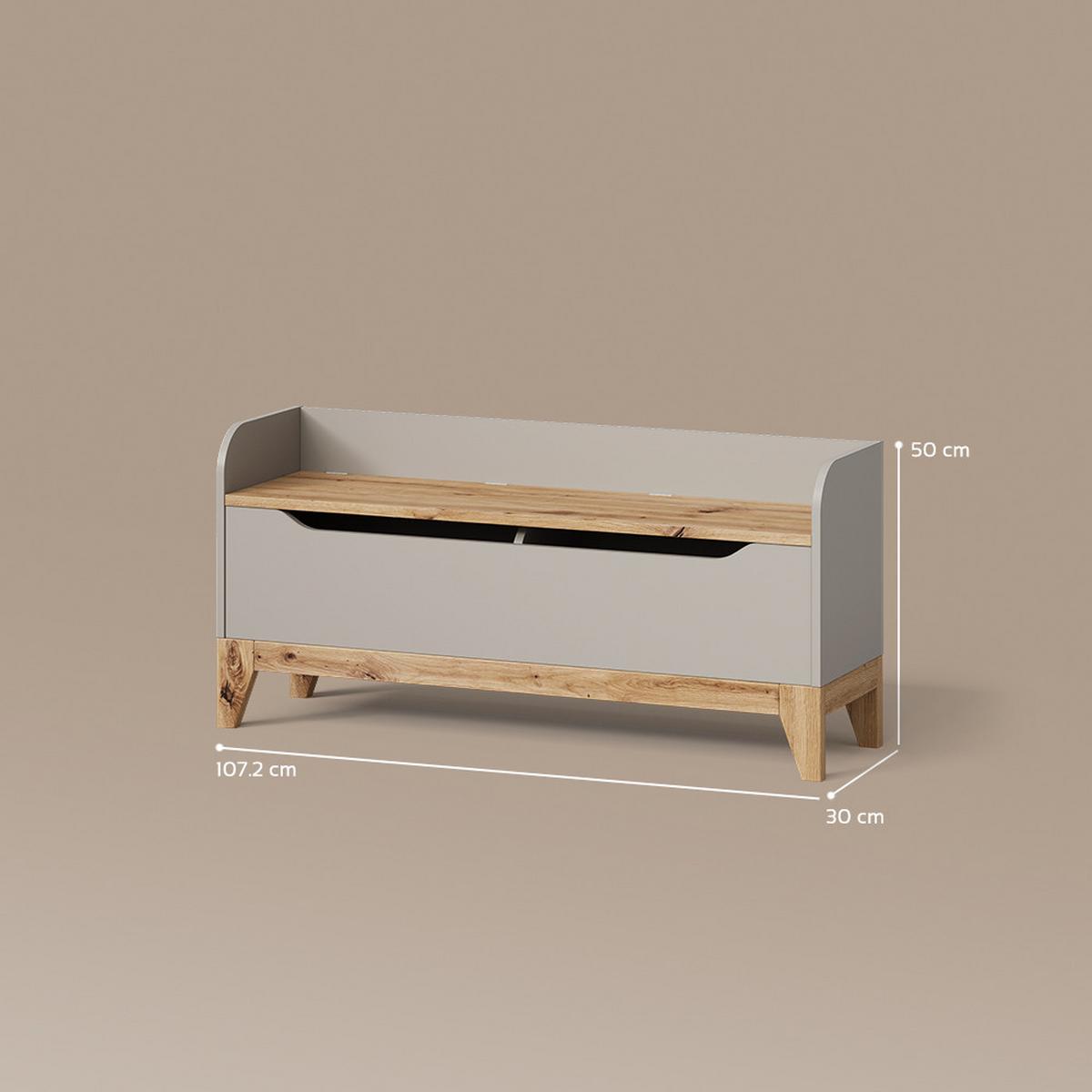SPIELZEUGTRUHE Malia Cashmere/Artisan 107.2 x 50 cm mit Sitzbank - Kaschmir/Eiche Artisan, Holzwerkstoff (107.2/30cm) - Livinity®